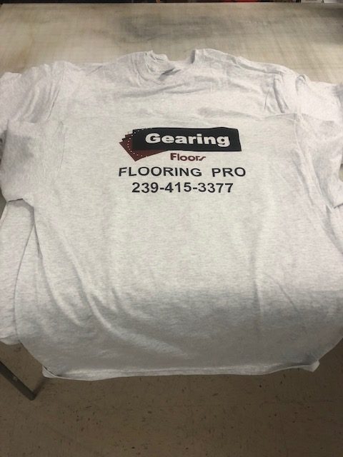 Gearing Floors screen printed t-shirt logo